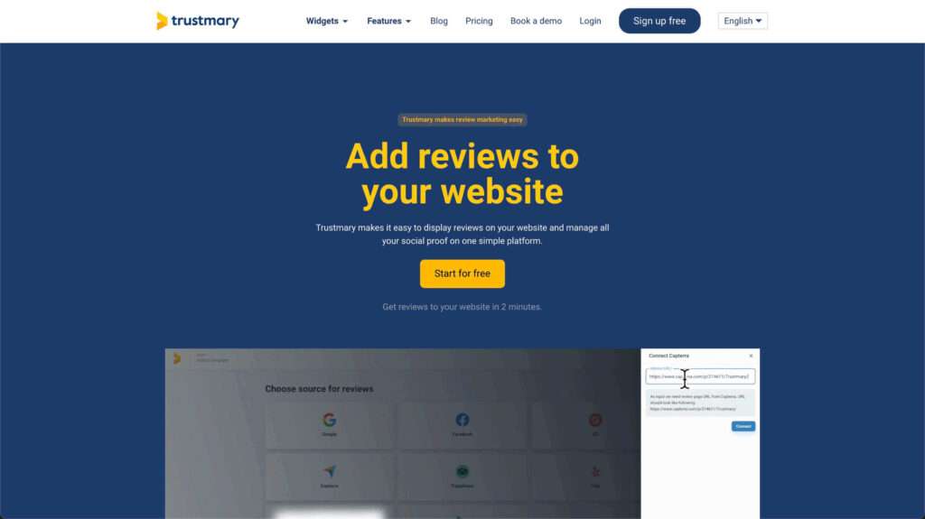 Screenshot of Trustmary  - a video testimonial website 